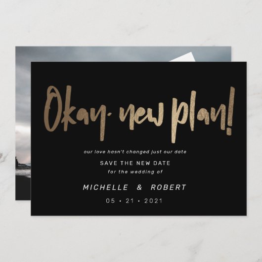 minimalistisch modern script twee foto's bewaren d kaart (Voorkant / Achterkant)