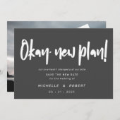 minimalistisch modern script twee foto's bewaren d kaart (Voorkant / Achterkant)