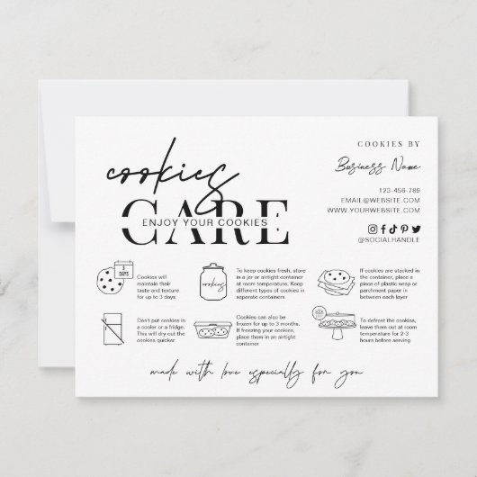 Minimalistisch modern script voor Kaart van cookie (Voorkant)