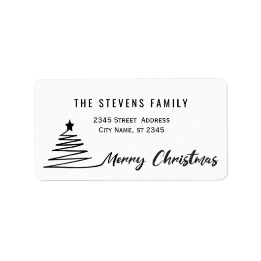 Minimalistisch modern script Vrolijk kerstfeest Etiket (Voorkant)