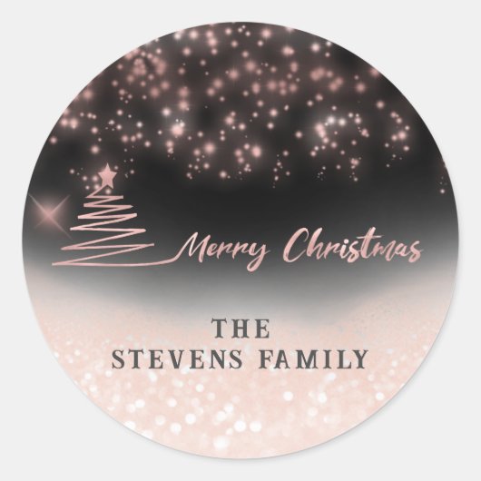 Minimalistisch modern script Vrolijk kerstfeest Ronde Sticker (Voorkant)