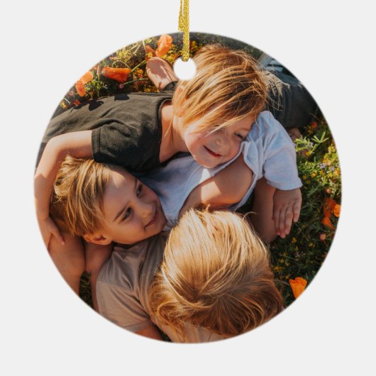 Minimalistisch Modern Script Vrolijke Kerstfoto Keramisch Ornament (Achterkant)