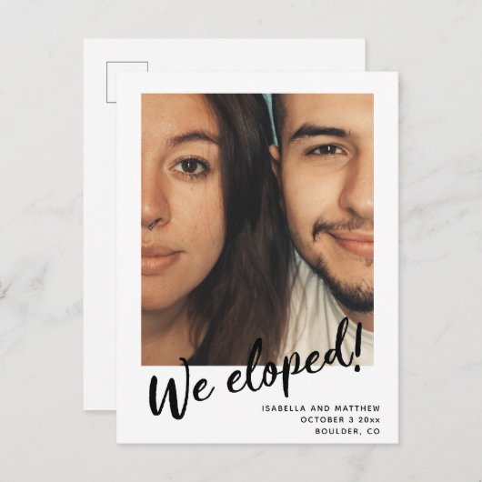 Minimalistisch modern script We hebben aangepaste  Aankondigingskaart (Voorkant / Achterkant)