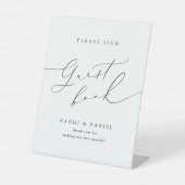 Minimalistisch Modern Script Wedding Guest Book Si Reclamebord Met Voetstuk (Voorkant)
