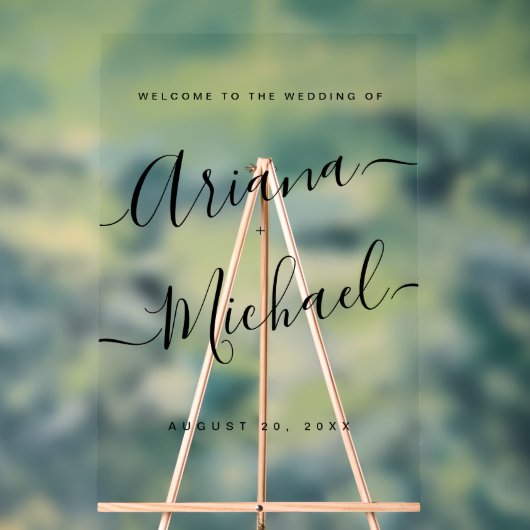 Minimalistisch modern script welkom bruiloft acryl bord (Neutraal)