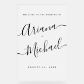 Minimalistisch Modern Script Welkom Bruiloft Frost Acryl Bord (Voorkant)