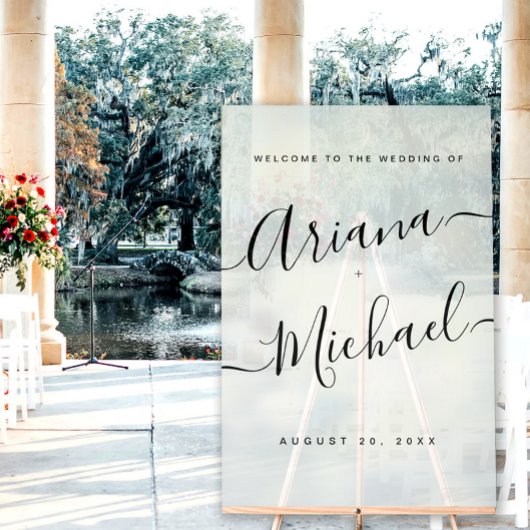 Minimalistisch Modern Script Welkom Bruiloft Frost Acryl Bord