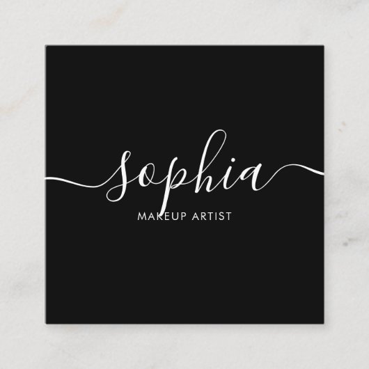 Minimalistisch modern script zwart vierkante visitekaartje (Voorkant)