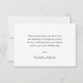 Minimalistisch modern script zwart-wit bedankkaart (Achterkant)