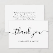 Minimalistisch modern script zwart-wit bedankkaart (Voorkant / Achterkant)