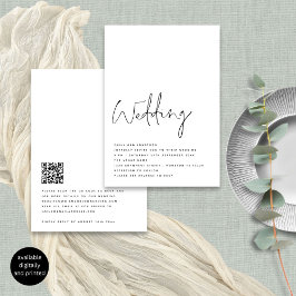 Minimalistisch modern script zwart wit bruiloft kaart