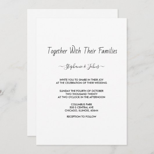 Minimalistisch modern script zwart wit cool bruilo kaart (Voorkant / Achterkant)