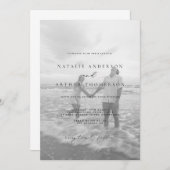 Minimalistisch modern script zwart-wit huwelijk kaart (Voorkant / Achterkant)