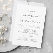 Minimalistisch modern script zwart-wit huwelijk kaart