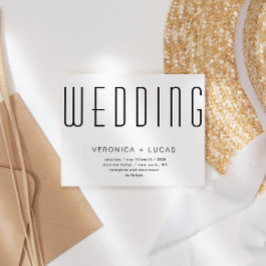 Minimalistisch modern script zwart-wit huwelijk kaart