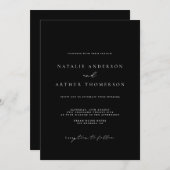 Minimalistisch modern script zwart-wit huwelijk kaart (Voorkant / Achterkant)