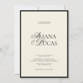 Minimalistisch modern script zwart-wit huwelijk kaart (Voorkant)