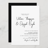 Minimalistisch modern script zwart-wit huwelijk kaart (Voorkant / Achterkant)