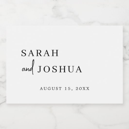 Minimalistisch modern script zwart-wit huwelijk sparkling wijnetiket (Enkel label)