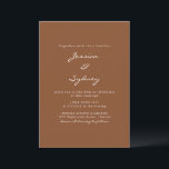 Minimalistisch modern Sienna Brown Script Wedding Kaart<br><div class="desc">Minimalistische moderne Sienna Brown-uitnodiging voor bruiloft</div>