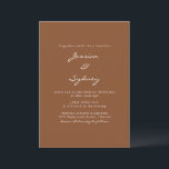 Minimalistisch modern Sienna Brown Script Wedding Kaart<br><div class="desc">Minimalistische moderne Sienna Brown-uitnodiging voor bruiloft</div>