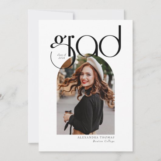 Minimalistisch Modern Simple Arch Photo Afstuderen Aankondiging (Voorkant)