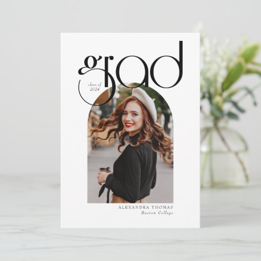 Minimalistisch Modern Simple Arch Photo Afstuderen Aankondiging (Staand voorkant)