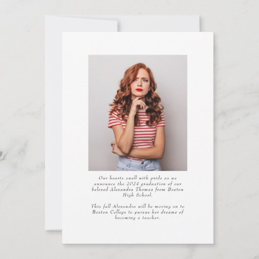 Minimalistisch Modern Simple Arch Photo Afstuderen Aankondiging (Achterkant)