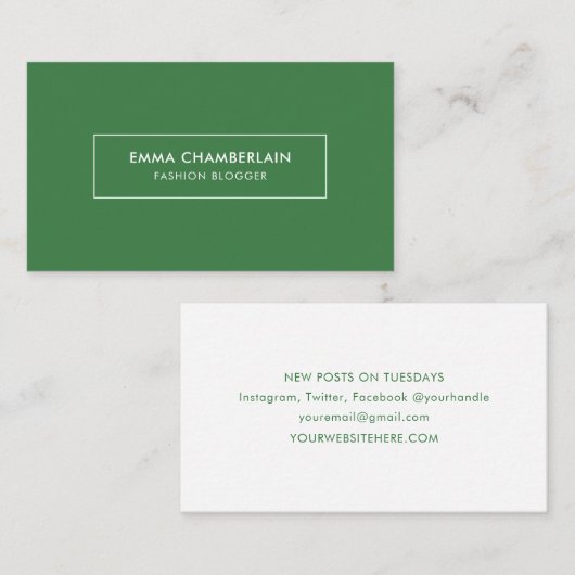 Minimalistisch Modern Simple Boho Green Visitekaartje (Voorkant / Achterkant)