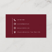 Minimalistisch Modern Simple Burgundy Visitekaartje (Achterkant)