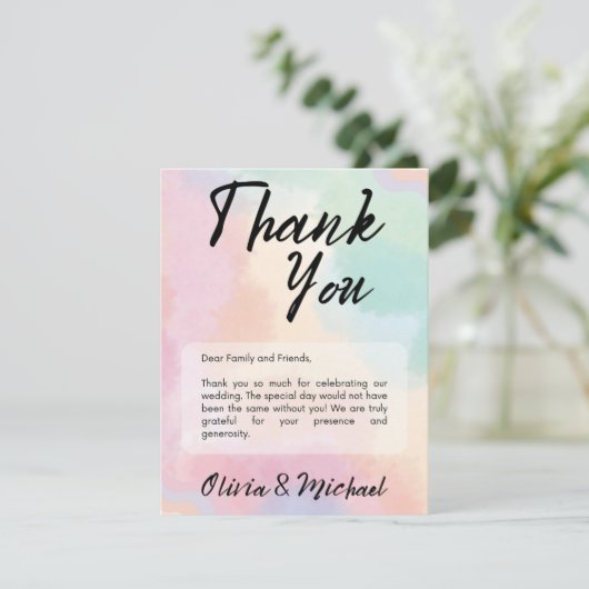 Minimalistisch Modern Simple Script Waterverf Wedd Bedankkaart (Staand voorkant)