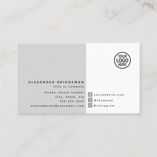 Minimalistisch, modern social media Visitekaartje (Voorkant)
