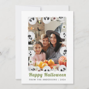 Minimalistisch Modern Spooky Happy Halloween 1 Fot Feestdagenkaart