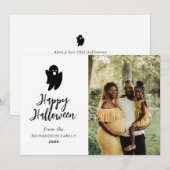 Minimalistisch Modern Spooky Happy Halloween 1 Fot Feestdagenkaart (Voorkant / Achterkant)