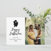 Minimalistisch Modern Spooky Happy Halloween 1 Fot Feestdagenkaart (Staand voorkant)