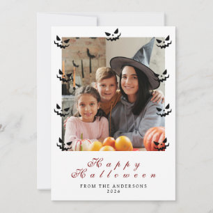Minimalistisch Modern Spooky Happy Halloween 1 Fot Feestdagenkaart