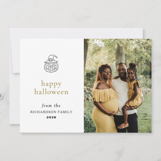 Minimalistisch Modern Spooky Happy Halloween 1 Fot Feestdagenkaart (Voorkant)