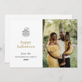 Minimalistisch Modern Spooky Happy Halloween 1 Fot Feestdagenkaart (Voorkant / Achterkant)