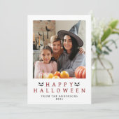 Minimalistisch Modern Spooky Happy Halloween 1 Fot Feestdagenkaart (Staand voorkant)