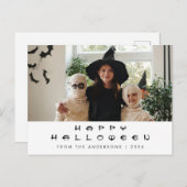 Minimalistisch Modern Spooky Happy Halloween 1 Fot Feestdagenkaart (Voorkant / Achterkant)