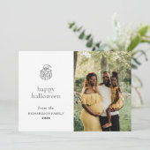 Minimalistisch Modern Spooky Happy Halloween 1 Fot Feestdagenkaart (Staand voorkant)