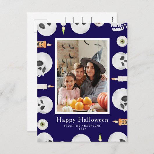 Minimalistisch Modern Spooky Happy Halloween 1 Fot Feestdagenkaart (Voorkant / Achterkant)