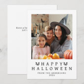 Minimalistisch Modern Spooky Happy Halloween 1 Fot Feestdagenkaart (Voorkant / Achterkant)