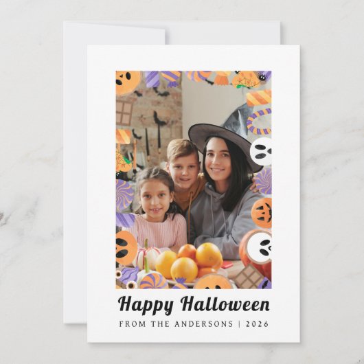 Minimalistisch Modern Spooky Happy Halloween 1 Fot Feestdagenkaart (Voorkant)