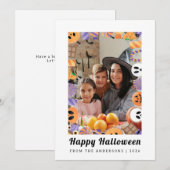 Minimalistisch Modern Spooky Happy Halloween 1 Fot Feestdagenkaart (Voorkant / Achterkant)