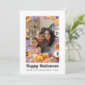 Minimalistisch Modern Spooky Happy Halloween 1 Fot Feestdagenkaart (Staand voorkant)