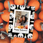 Minimalistisch Modern Spooky Happy Halloween 1 Fot Feestdagenkaart