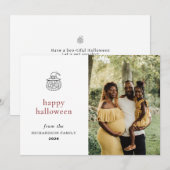 Minimalistisch Modern Spooky Happy Halloween 1 Fot Feestdagenkaart (Voorkant / Achterkant)