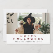 Minimalistisch Modern Spooky Happy Halloween 1 Fot Feestdagenkaart (Voorkant)