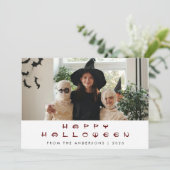 Minimalistisch Modern Spooky Happy Halloween 1 Fot Feestdagenkaart (Staand voorkant)